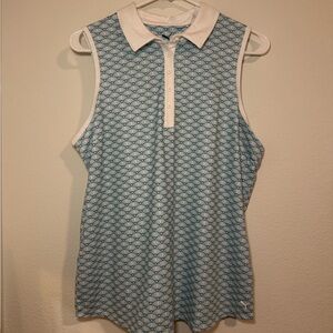 Puma White and Blue Sleeveless Golf Tank